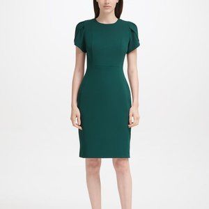 Calvin Klein Green Tulip-Sleeve Sheath Dress